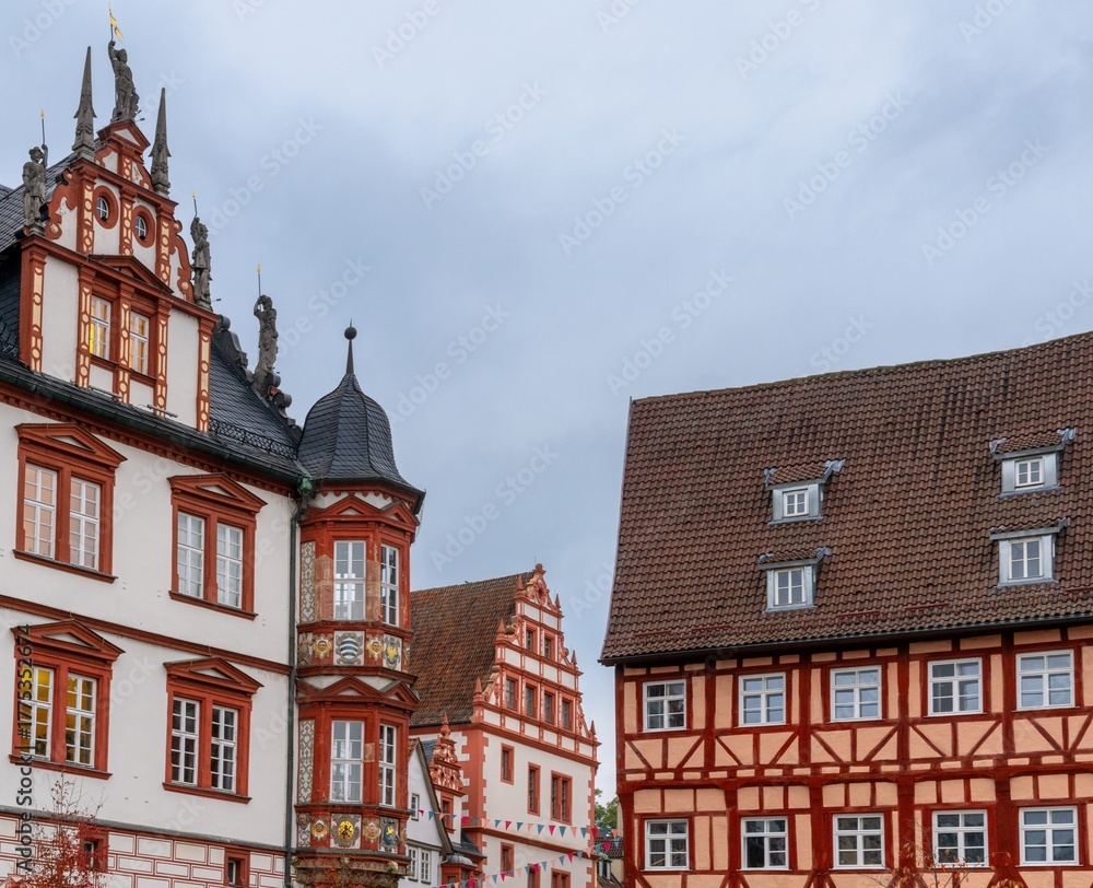 Obraz premium colourful half-timbered houses in the old city centre of Coburg