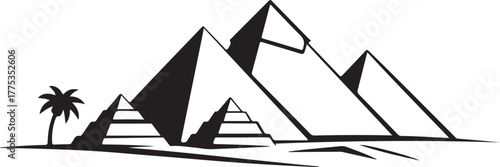 Pyramids of Giza Silhouette Vector