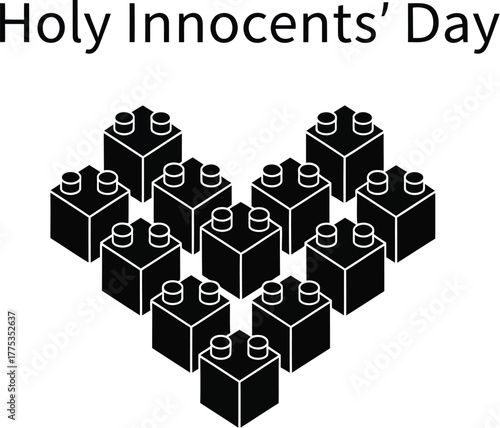 Holy Innocents' Day illustration with toy brick heart