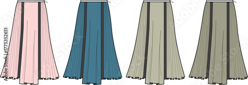 Flowing Midi Skirts in Pastel and Earth Tones Fashion Illustration