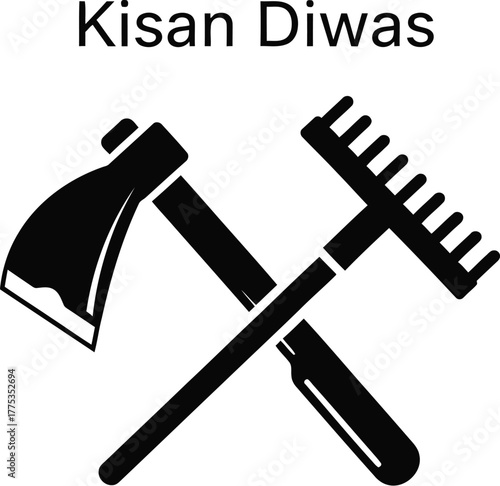 Kisan diwas illustration with crossed axe and rake