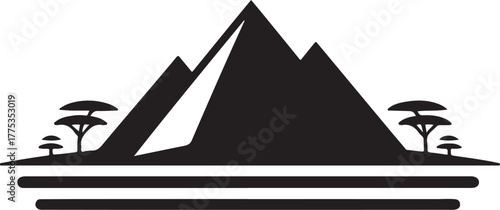Pyramids of Giza Silhouette Vector