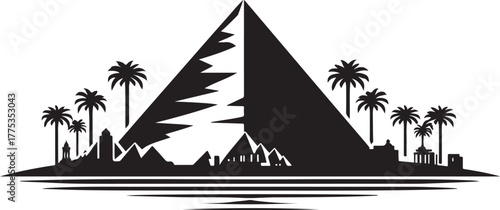 Pyramids of Giza Silhouette Vector