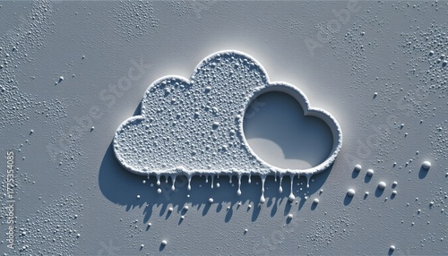 An image captures a creative play of light and shadow against a cold, icy backdrop, creating the illusion of a cloud shaped shadow cast by a heart shaped object