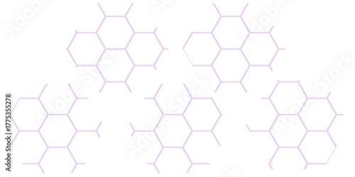 Seamless abstract geometric pattern of hexagonal honeycomb cells on a vector grid background