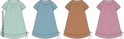 Collection of Four Breezy Summer Dresses in Various Pastel Hues