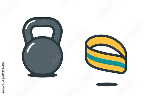 Kettlebell weight and athletic headband for gym workout and strength training