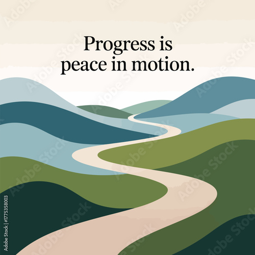 Winding Path Through Abstract Hills Representing Progress and Peace motion