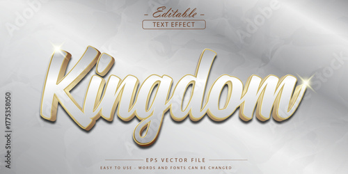 Elegant Gold Script Kingdom Text Effect – Editable E P S Vector File for Luxury Branding and Stock Use
