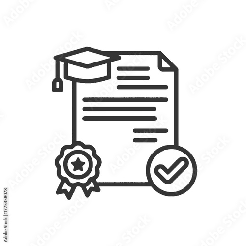 Academic Achievement Icon Graduation, Diploma, and Approval Symbol for Educational Concepts