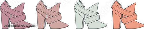 Four Fashionable High-Heeled Boots in a Gradient of Pastel Colors