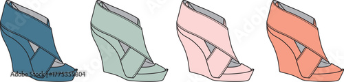 Colorful wedge sandals for women, showcasing modern design in pastel hues. Stylish footwear offering comfort and versatility for fashion statements and seasonal looks