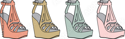 Colorful Wedges Sandal Collection Fashionable Footwear Variety