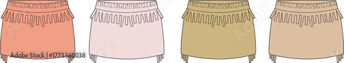 Four Skirts with Fringes in Different Colors Fashionable Garments