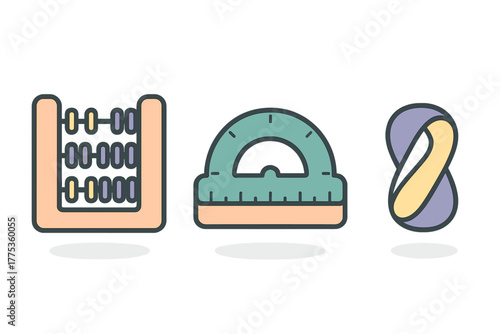 Abacus protractor and infinity symbol for mathematical education and learning