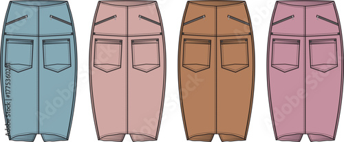 Fashionable Collection of Pastel Pencil Skirts for Women's Wardrobe Design and Tailoring