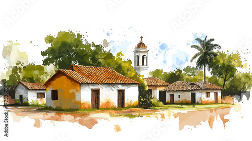 Aregua. Aregua hand drawn watercolor illustration