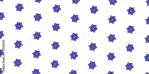 geometric star pattern. Abstract blue, white, and green repeating vector background design for textiles or packaging.