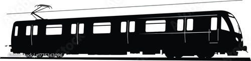 Black silhouette of a modern electric train subway, train, silhouette, electric train, subway, metro, public transport, transportation, vehicle, railway, locomotive, carriage, windows, doors, pantogra