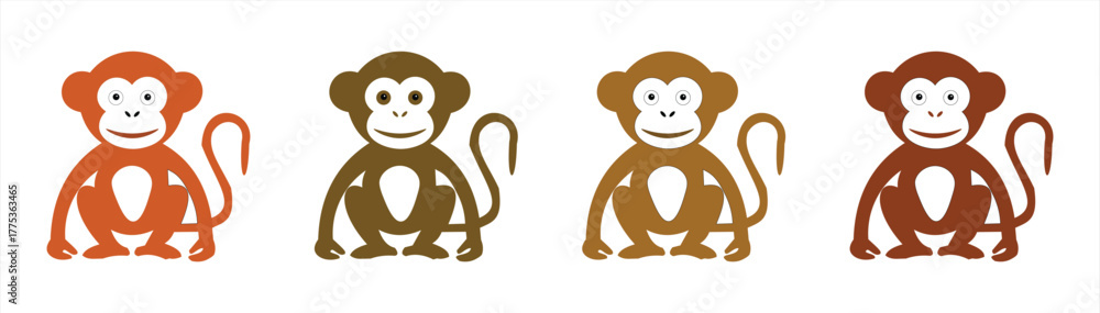 Fototapeta premium Set of cartoon monkey baby vector illustration 