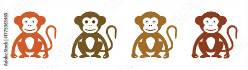 Set of cartoon monkey baby vector illustration 
