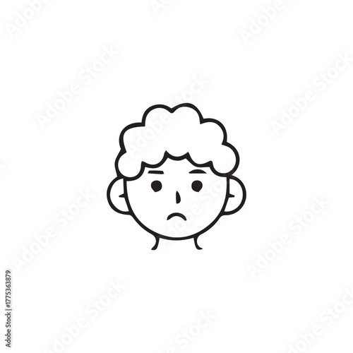 Melancholic Silhouette: Simple line art of a person conveying a feeling of gloominess, sadness, or introspection, with a focus on capturing raw emotion.