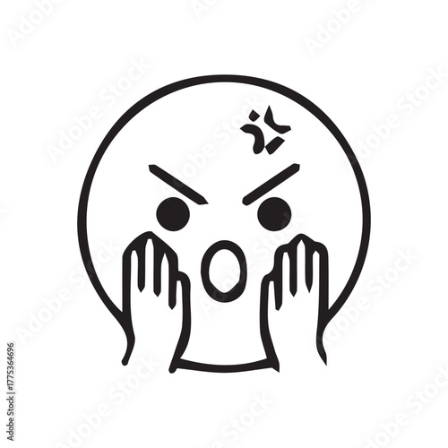 Anger Expression: A monochrome cartoon character embodies intense frustration. The illustration captures a moment of intense anger.