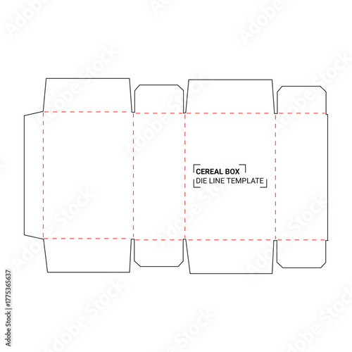 Cereal packaging box die line template