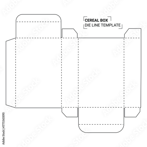 Cereal packaging box die line template