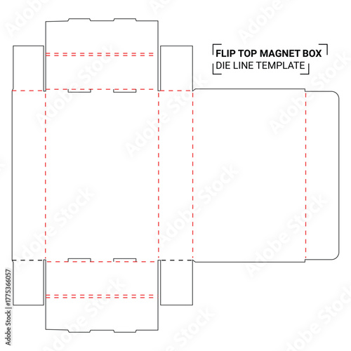 Flip top magnet box die line template