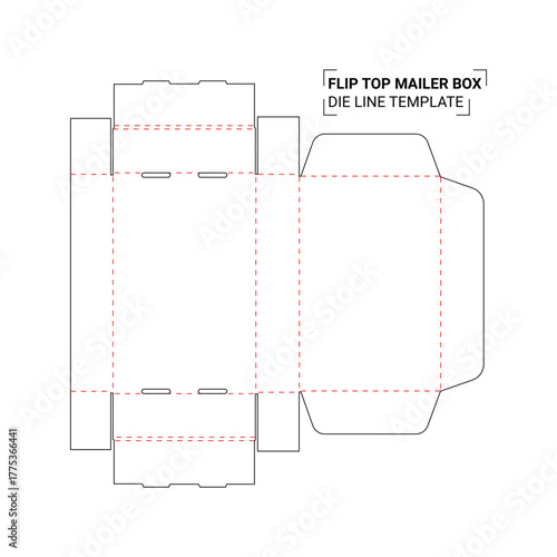 Flip top mailer box die line template.