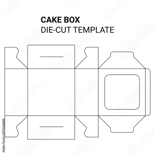 Cake packaging box die-line template