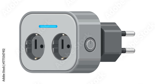 Smart Plug with Dual Sockets and On/Off Button for Modern Homes