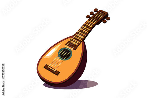 Classic wooden stringed musical instrument with a rounded body and neck