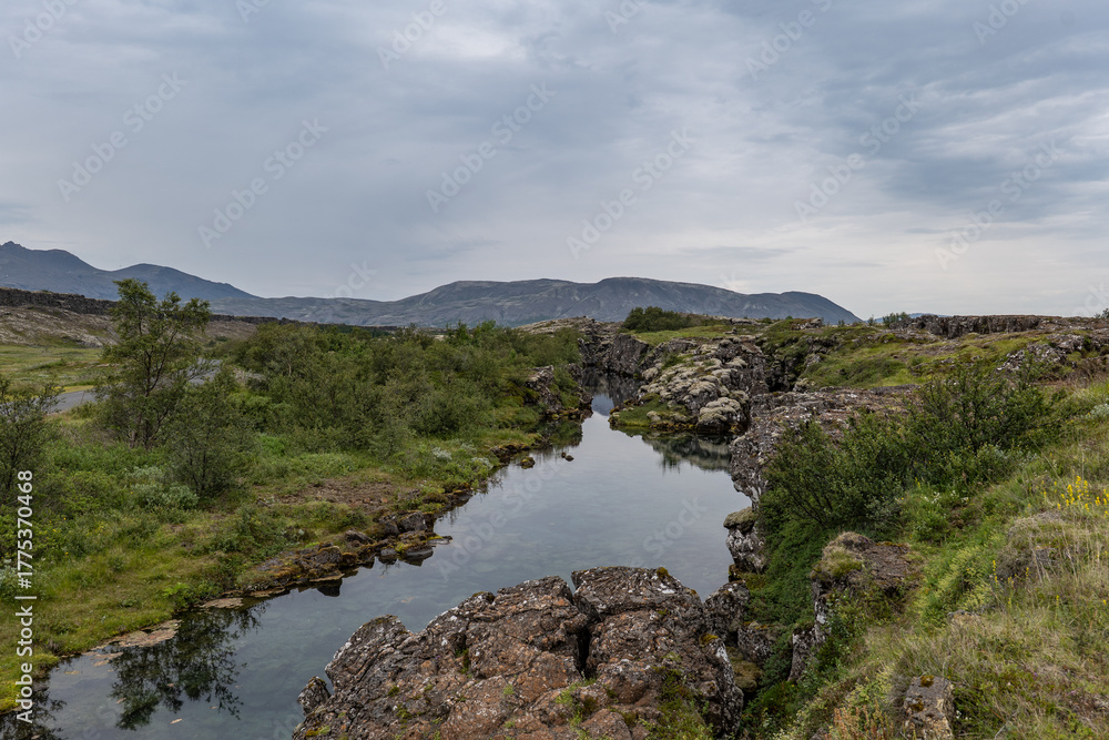 Fototapeta premium Flosagja canyon and river in Iceland