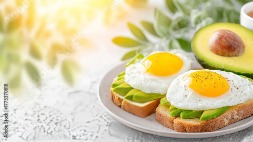 Indulge in our delectable avocado toast paired with flawlessly cooked eggs, offering a nourishing and refreshing way to begin a bright morning