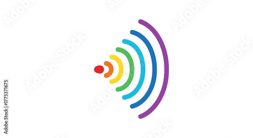 Abstract illustration of colorful radio waves originating from a central point