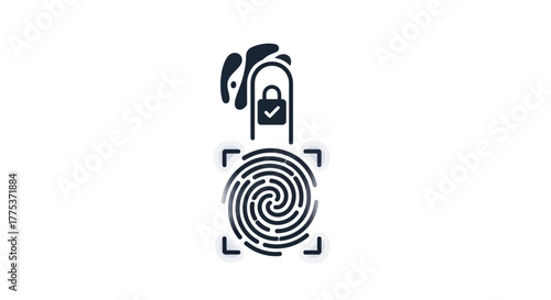 Biometric fingerprint security icon for digital authentication, secure access, and identity verification technology concept illustration