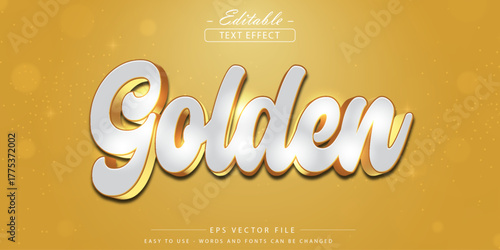 Golden Script Text with 3 D Shadow on Warm Yellow Background - Editable Font Effect
