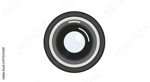 Camera Lens Icon Photographic Equipment Element in Vector Illustration