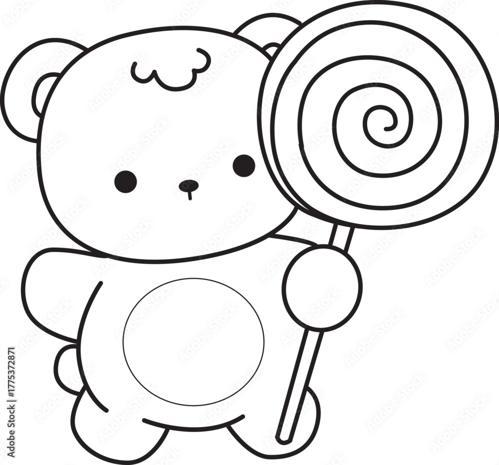 Obraz premium Coloring pages of Illustration of cute bear winter icon. Outline of bear winter 