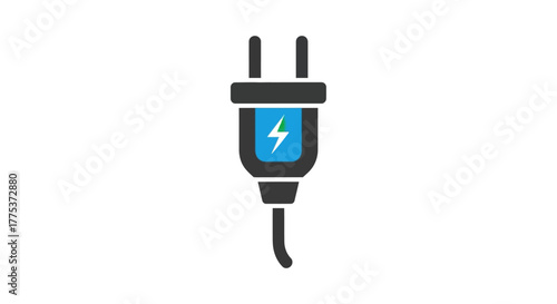 Electric plug icon with lightning bolt symbol, representing energy and power connection