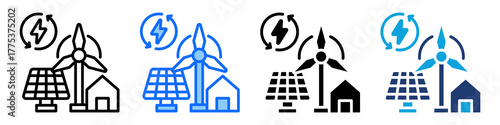 Smart Grid Icon Set Multi Style Vector Illustration