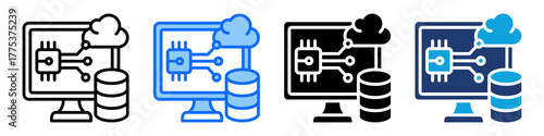 Edge Computing Icon Set Multi Style Vector Illustration