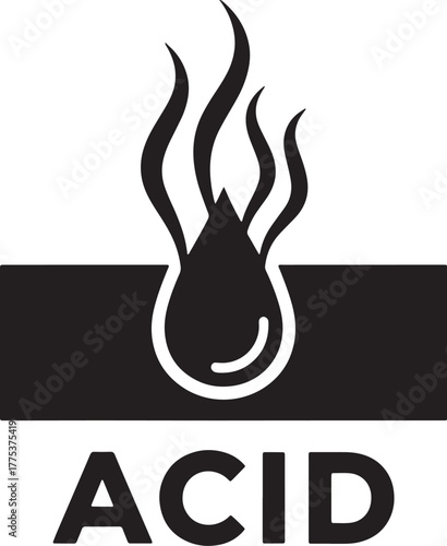 Corrosive substance acid warning symbol icon.