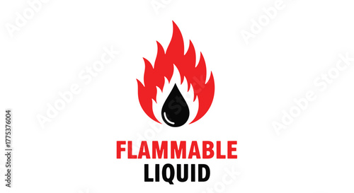 Flammable Liquid Warning Symbol with Fire Icon.