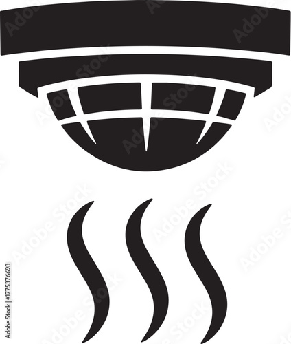 Smoke Detector Icon Emitting Smoke, Fire Safety Device.