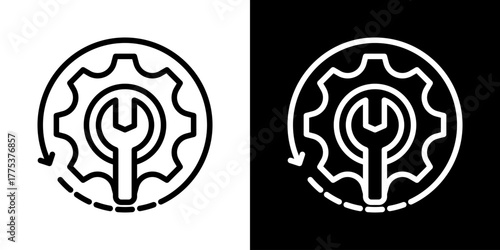 Maintenance Icon Of Line Black And White Style 