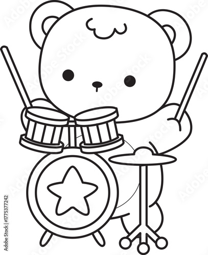 Coloring pages of Illustration of cute bear winter icon. Outline of bear winter 