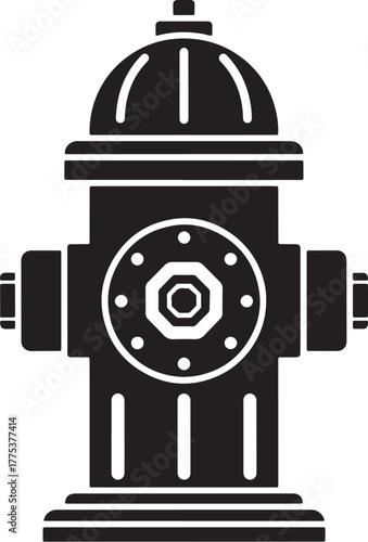 Black and white vector icon of a city fire hydrant.